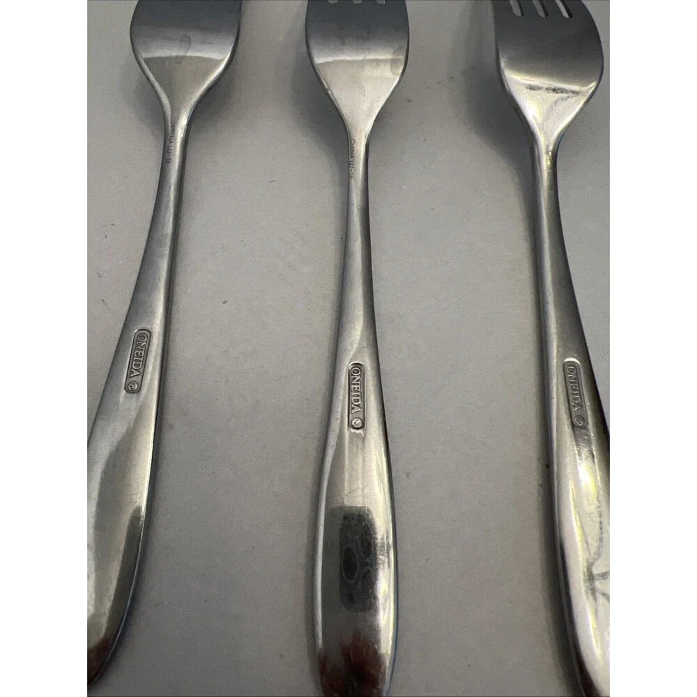 3 Oneida Jennifer Luann Mooncrest Trista Dinner Forks Stainless Steel Flatware